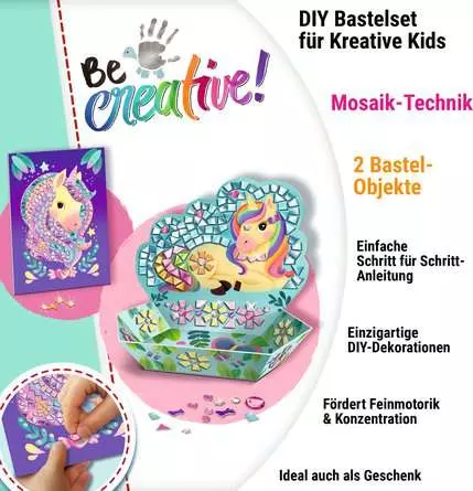 Mosaik Einhorn - Bastelset für Kinder ab 7 Jahren