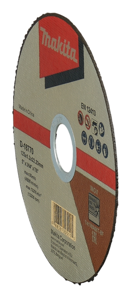 Disc de tăiere din oțel inoxidabil Makita Accessories D-18770-100 125 x 22,23 x 1,2 mm, 100 bucăți
