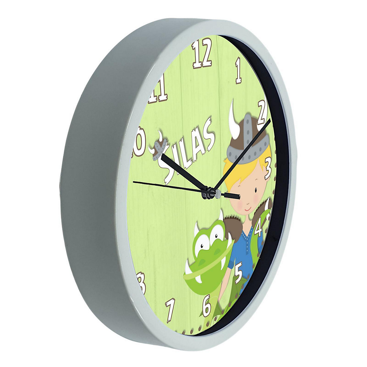 Kinder Wanduhr personalisiert mit Name Wikinger