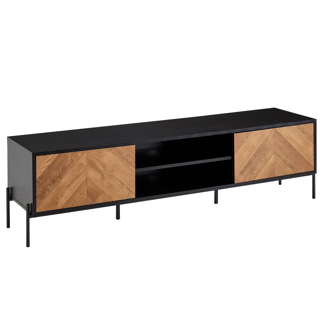 Skyport WOHNLING TV Schrank 163x45x40 cm Lowboard Holz Fernsehkommode Fernsehschrank