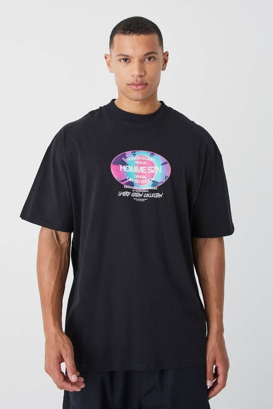 Tall kastiges Oversize T-Shirt mit Homme Szn Print