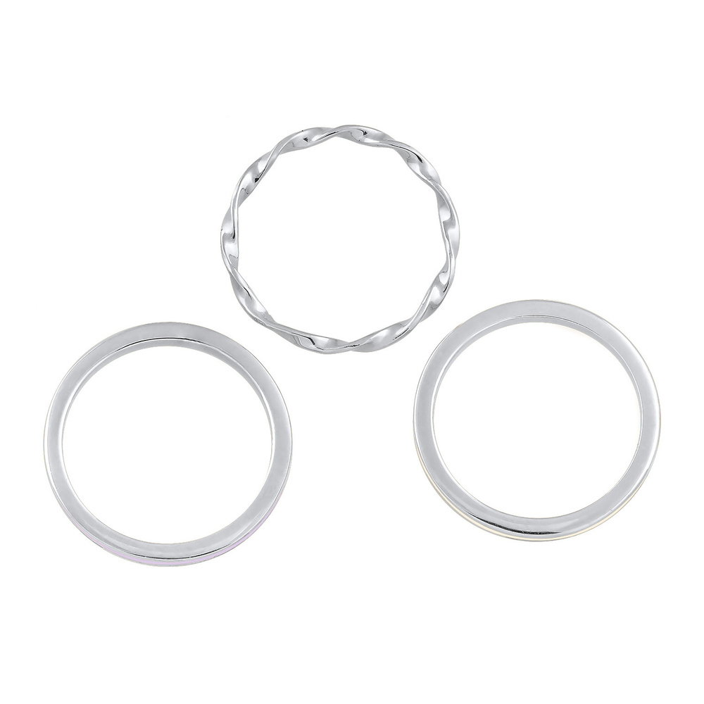 Elli Elli Bague Femmes Basique Trio Torsadé Set de 3 avec Émail Lilas en Argent Sterli Bague