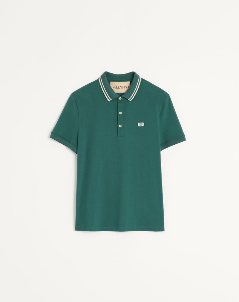 Polo shirt van katoenen piqué met V-logo patch