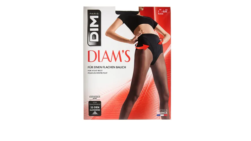DIM Damen figurformende Feinstrumpfhose Diams Ventre Plat 25 DEN noir