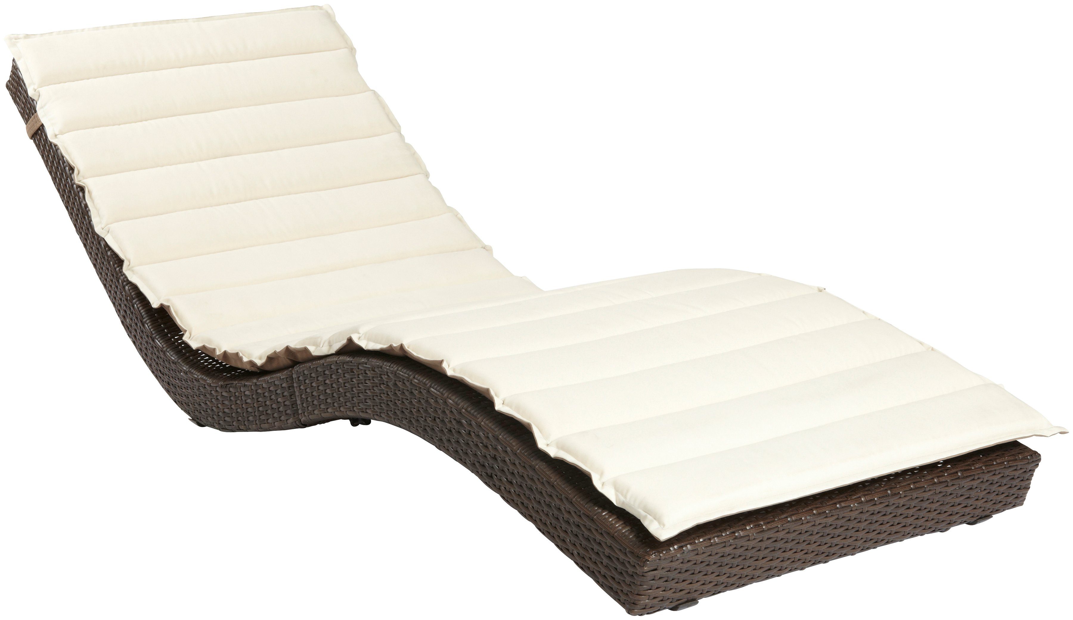 MERXX Gartenliege Piacenza, Polyrattan, braun, inkl. Wendeauflage