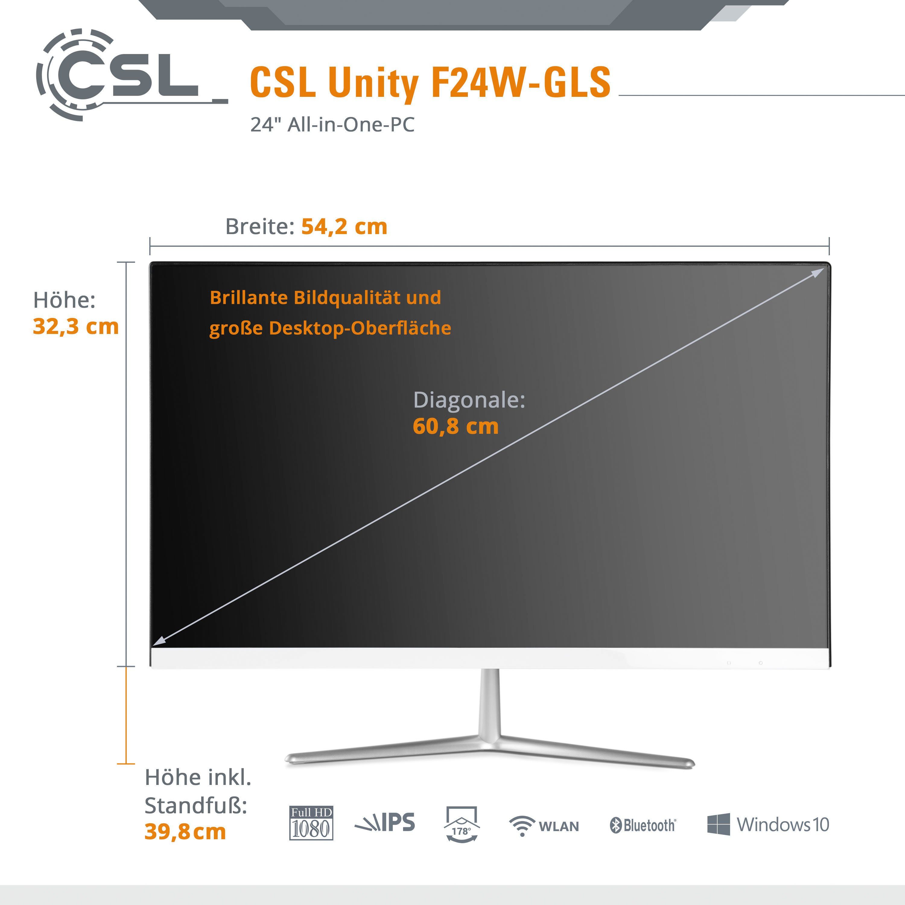 CSL Unity F24-GLS mit Windows 10 Pro All-in-One PC (23,8 Zoll, Intel Celeron N4120, UHD Graphics 600, 8 GB RAM, 1000 GB SSD)