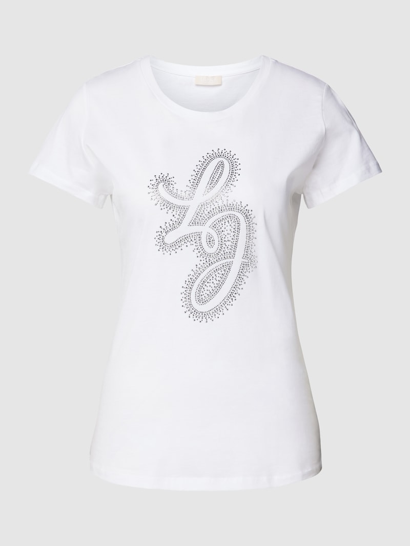 T-Shirt mit Ziersteinbesatz in weiss
