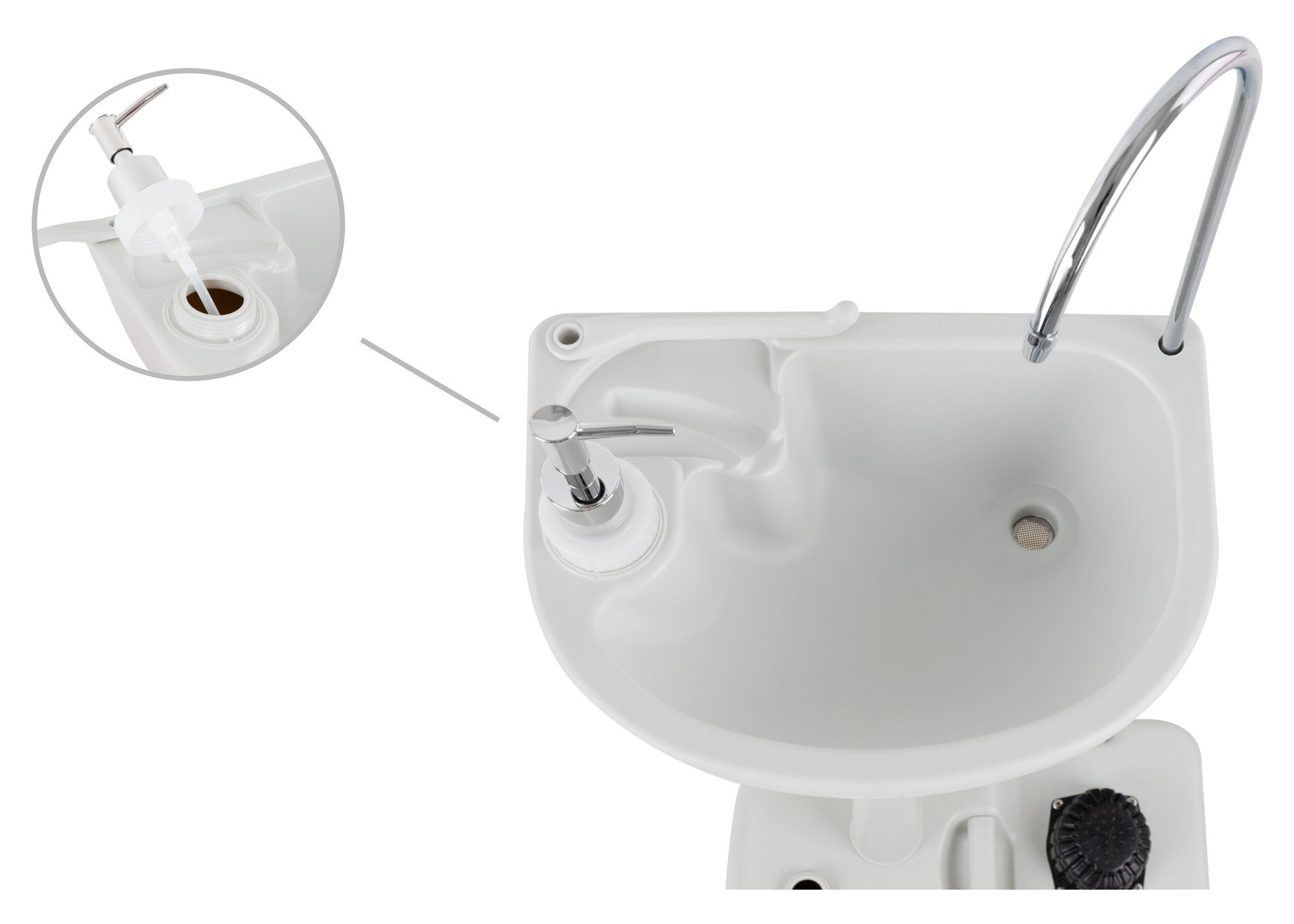 Stagecaptain Waschbecken PSW-17 Portables Festival Camping-Waschbecken (mit 17 Liter Wassertank, 1-St., inkl. Spender für Flüssigseife & Handtuchhalter), Spülbecken mit mechanischer Wasserpumpe