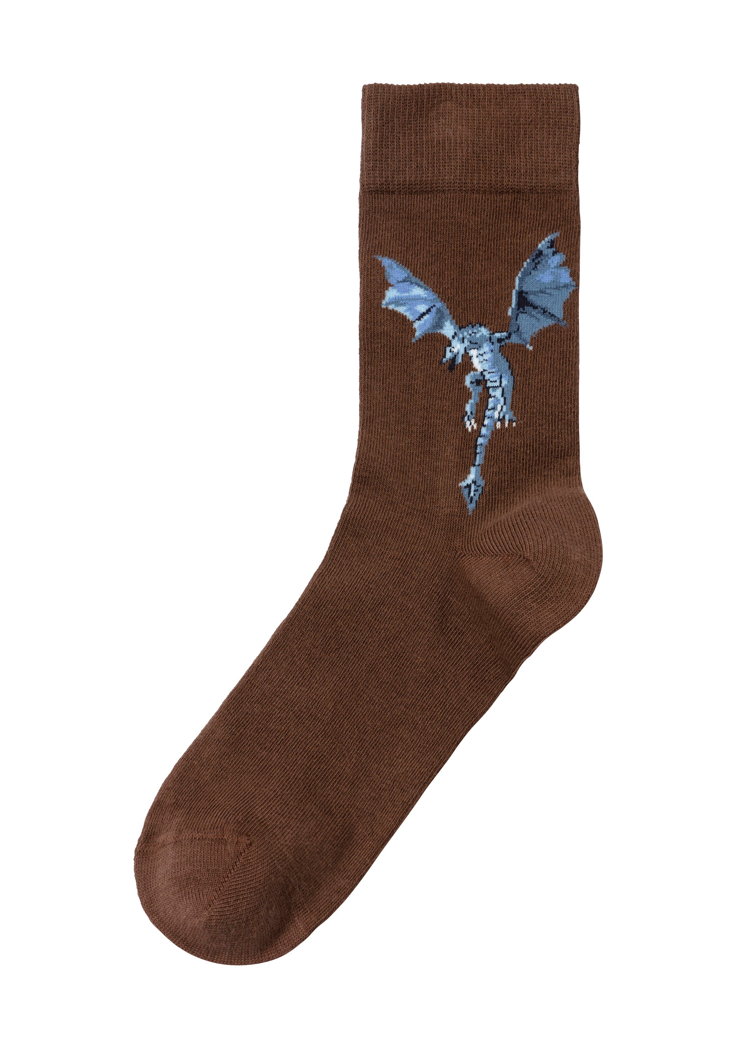 H.I.S Socken (5-Paar) mit unterschiedlichen Drachen Motiven