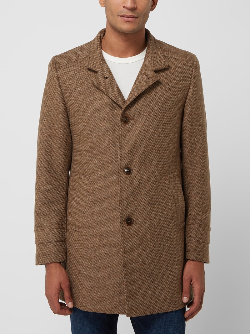 Kurzmantel aus Wollmischung Modell 'Richmond' in mittelbraun