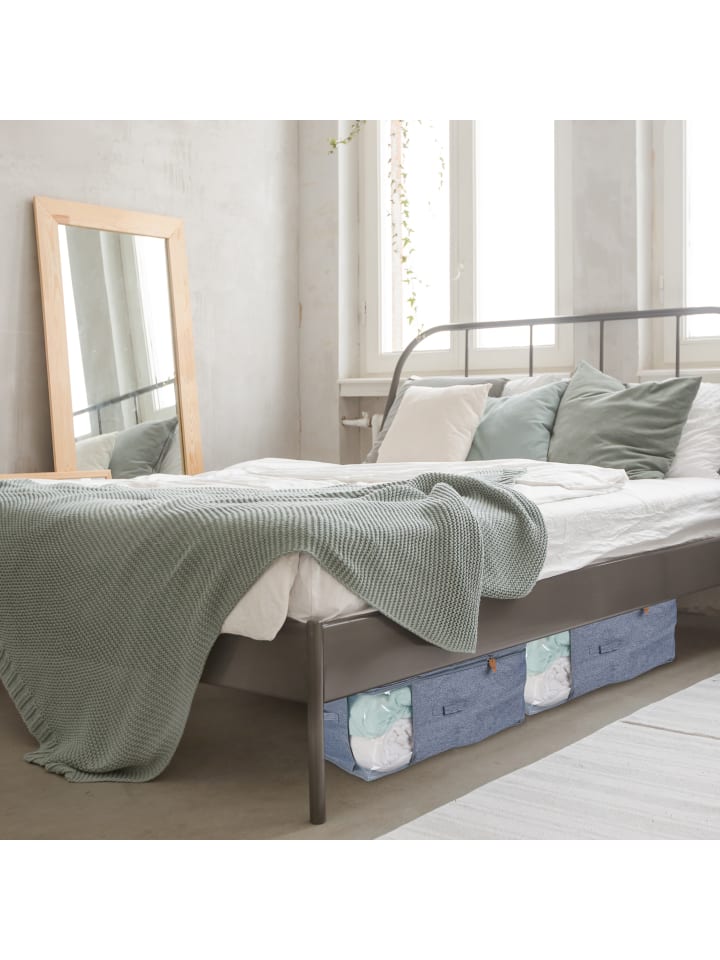 relaxdays 3 x Unterbettkommode in Grau/ Transparent - (B)58 x (H)28 x (T)45 cm günstig kaufen onesize