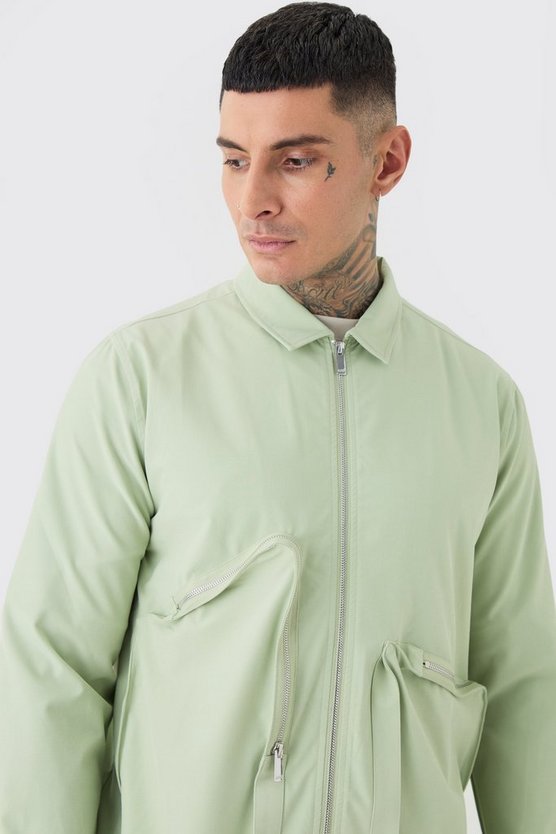 Tall asymmetrische Stretch Harrington-Jacke