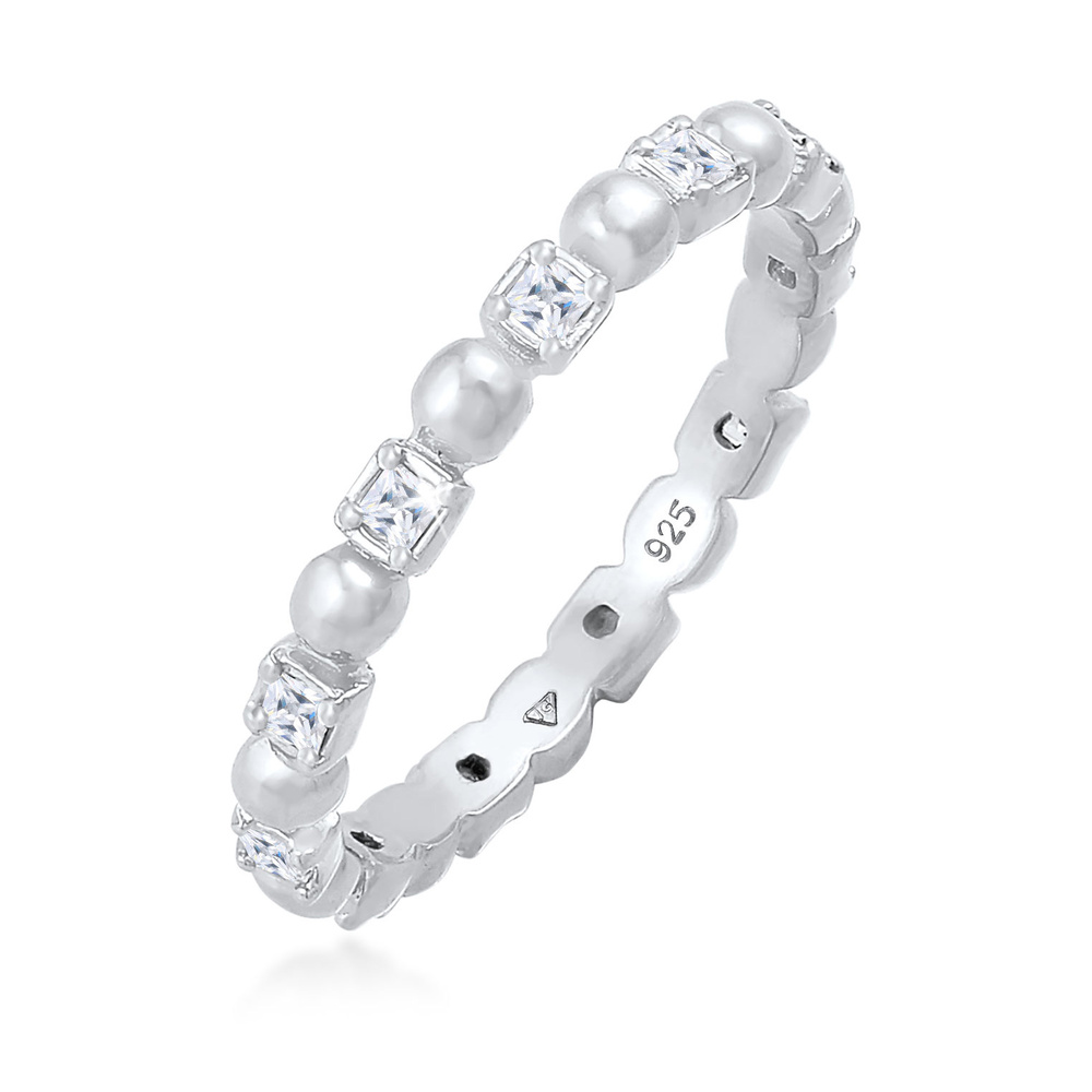 Elli Elli Bague Bague pour dames Boule carrée minimale avec zirconium en argent sterli Bague