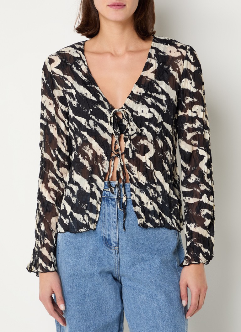 Neo Noir Indy semi-transparent blouse with zebra print