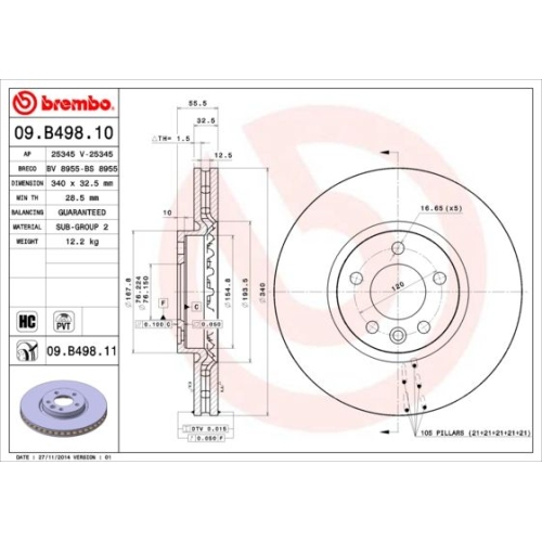 09.B498.11 BREMSSCHEIBE BREMBO VA  VP1 - ATU