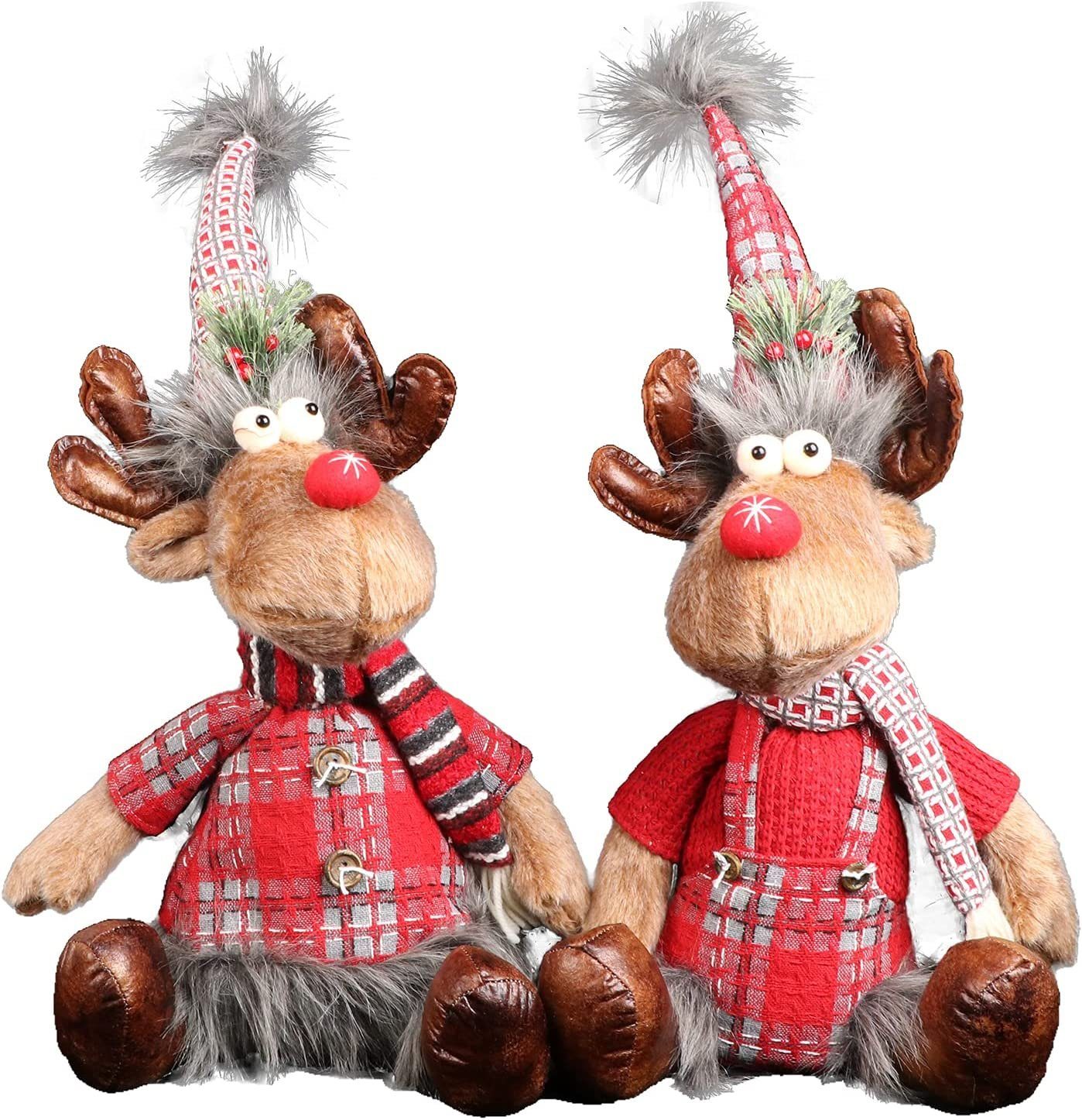 KAHOO Weihnachtsfigur Kuscheltiere, Elchpuppe (2 St), 28x60cm, Dekofigur