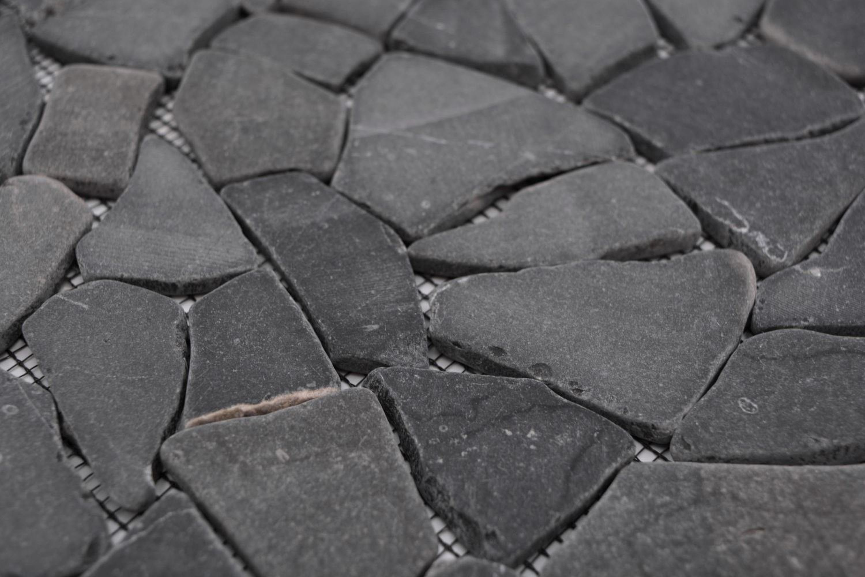 Mosani Mosaikfliesen Mosaik Marmor Naturstein Nero schwarz anthrazit dunkelgrau Bad