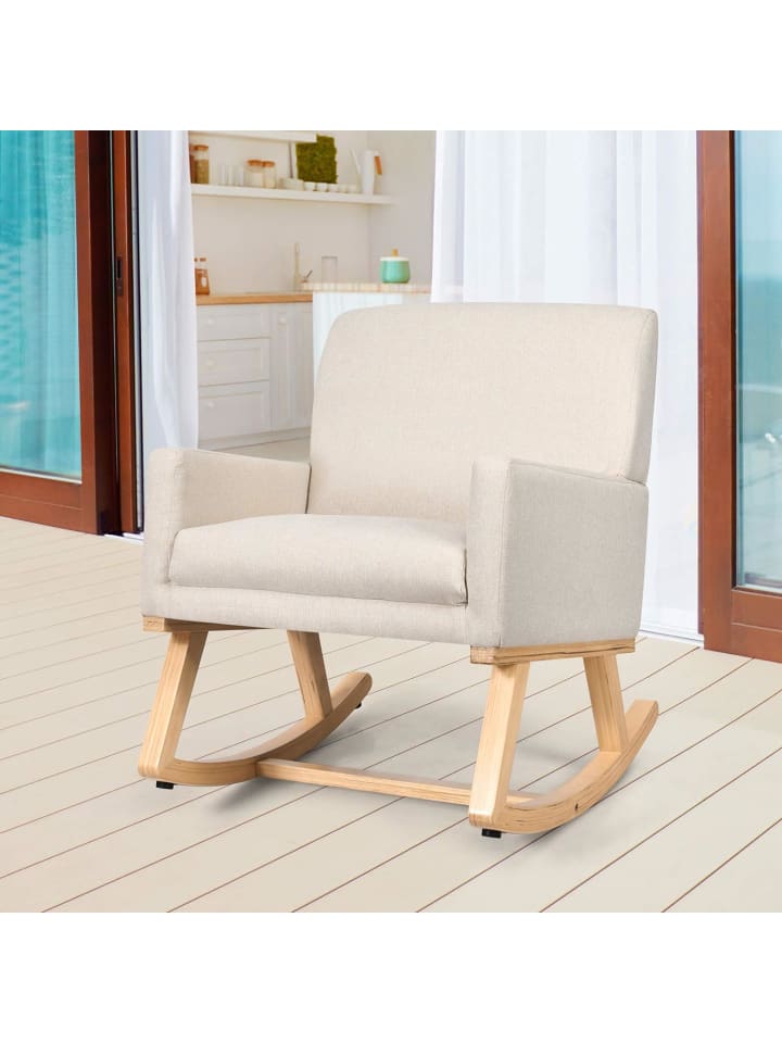 COSTWAY Schaukelstuhl in Beige günstig kaufen 85 cm