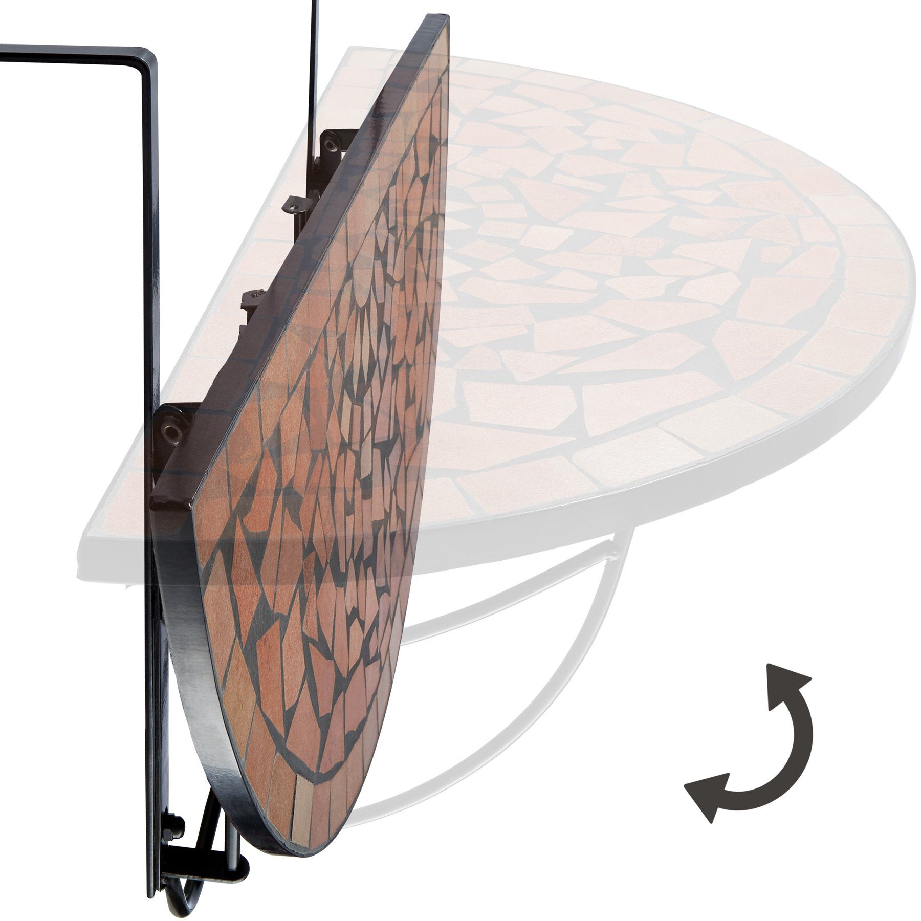 tectake Balkonhängetisch Balkontisch zum Einhängen mit Mosaikmuster (1-St., 1 tlg)