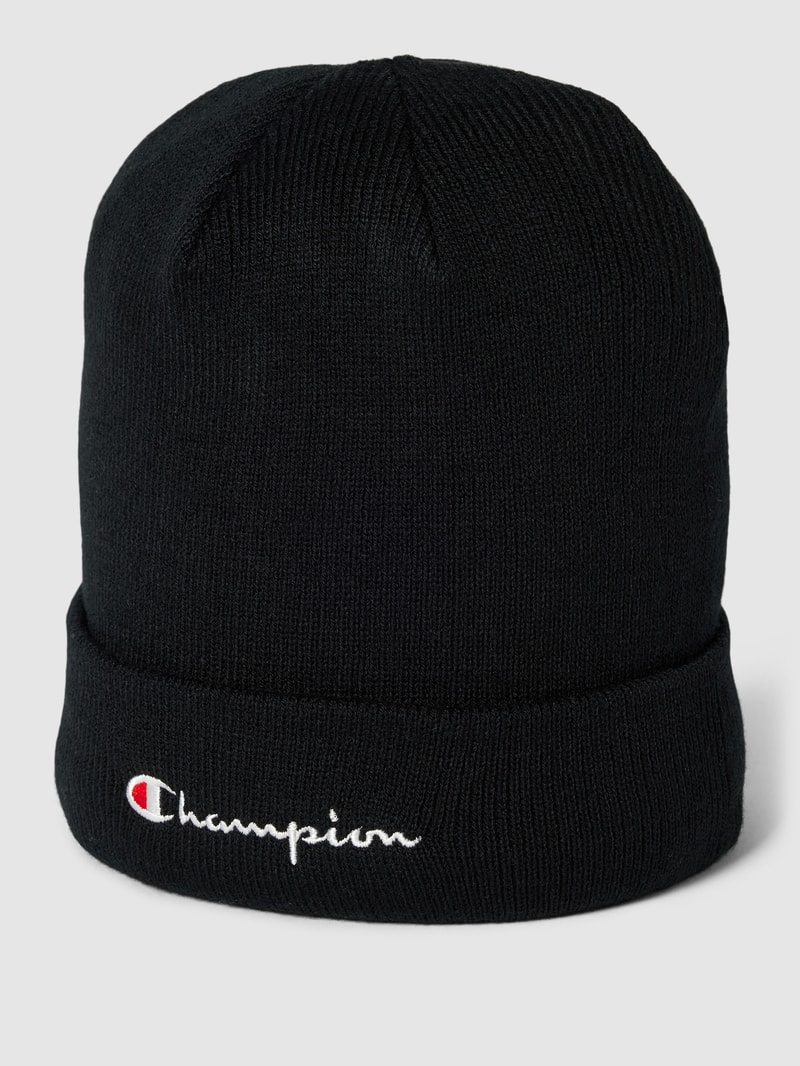 Beanie mit Label-Stitching in schwarz