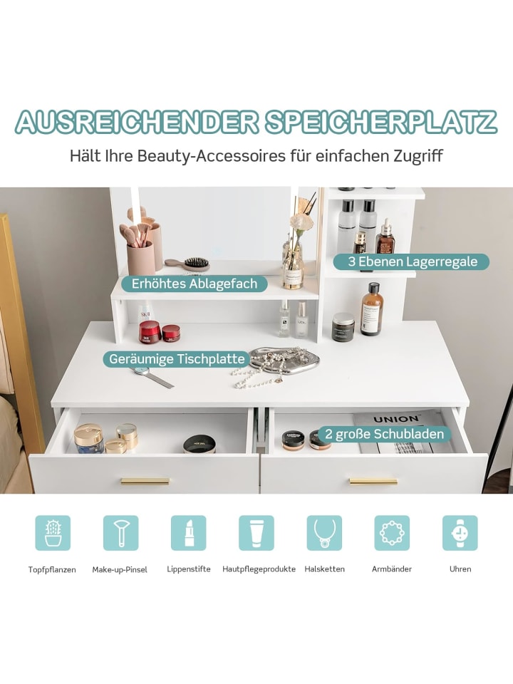 COSTWAY Schminktisch Set LED in Weiß günstig kaufen onesize