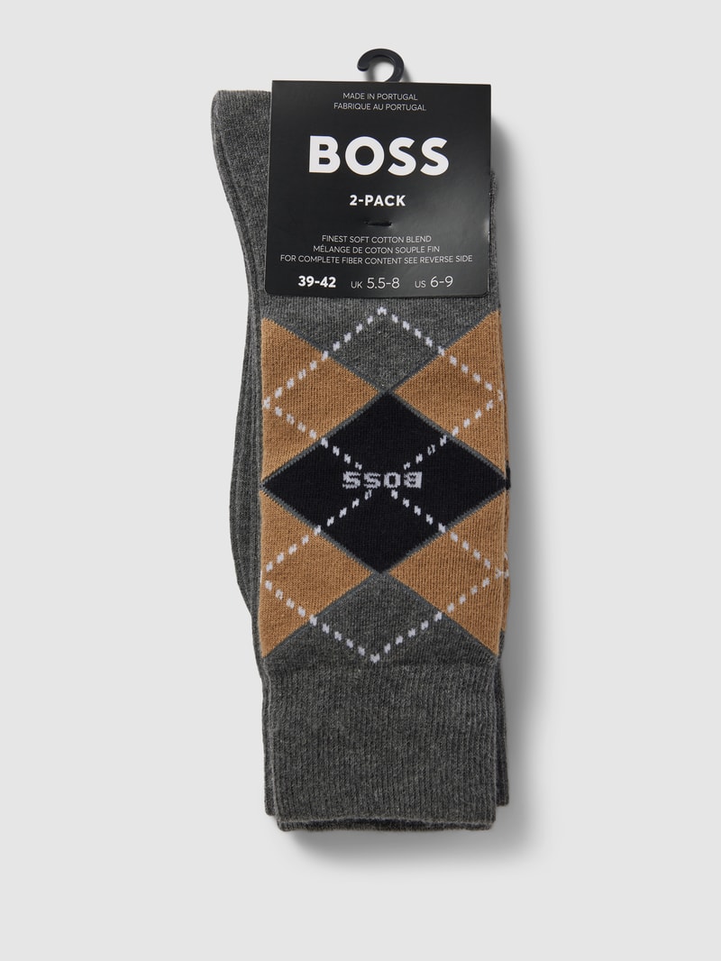 Socken mit Label-Detail im 2er-Pack in mittelgrau