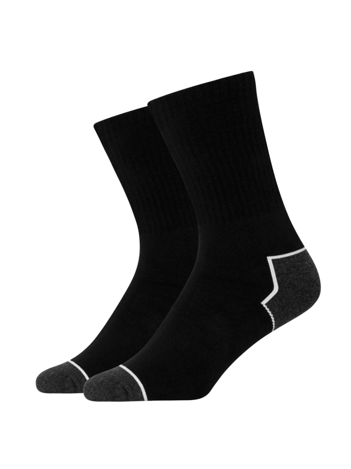 SNOCKS Arbeitssocken aus Bio-Baumwolle 2 Paar in Schwarz/Weiße Akzente günstig kaufen 47-50