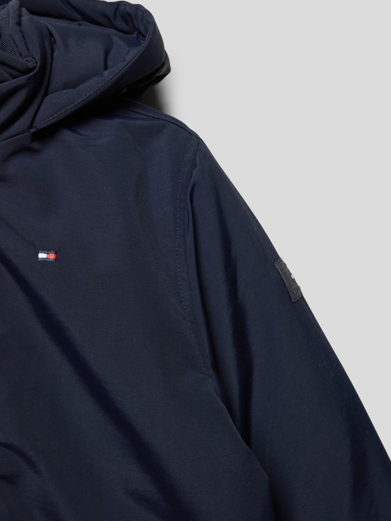 Parka mit Label-Stitching in marineblau