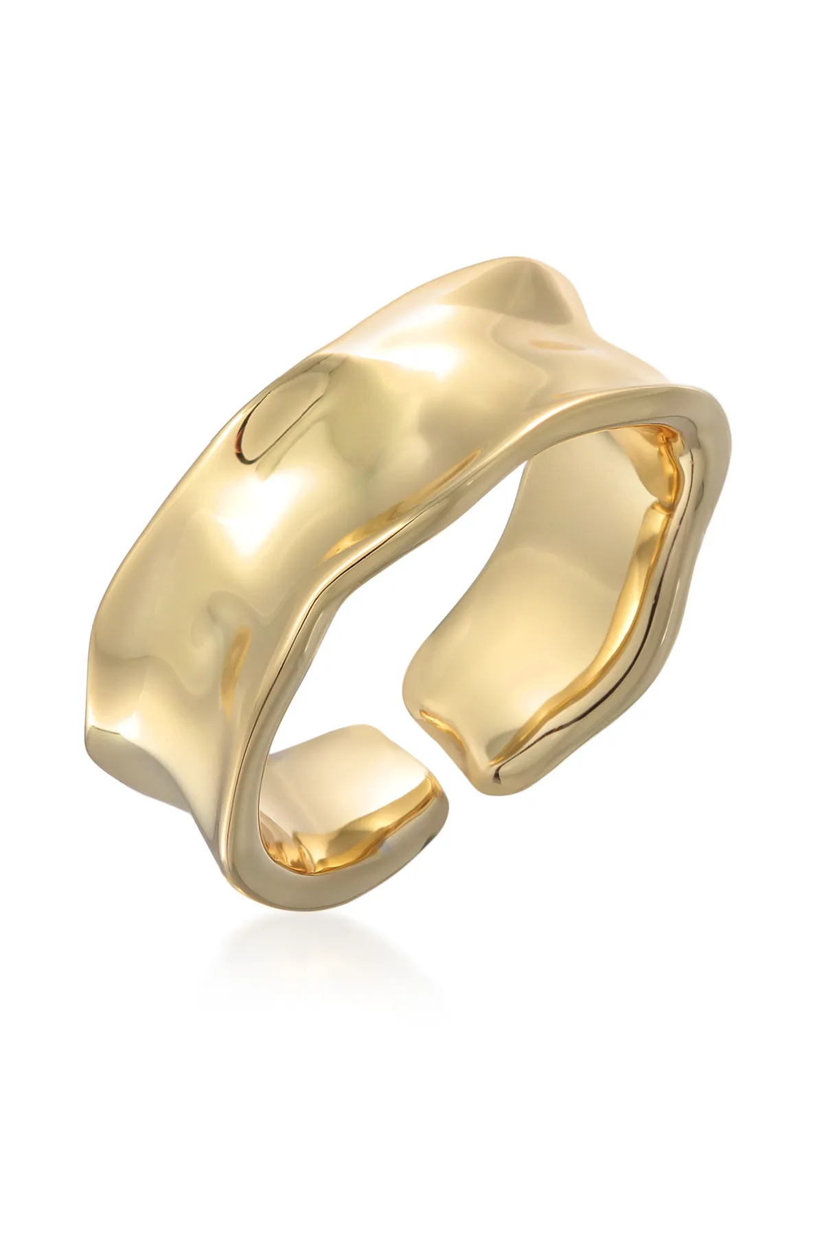 ELLI  Ring Bandring Offen Struktur Farbe Gold für Damen