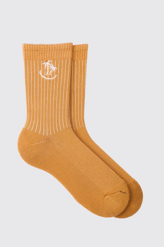 Socken mit Palmen-Stickerei