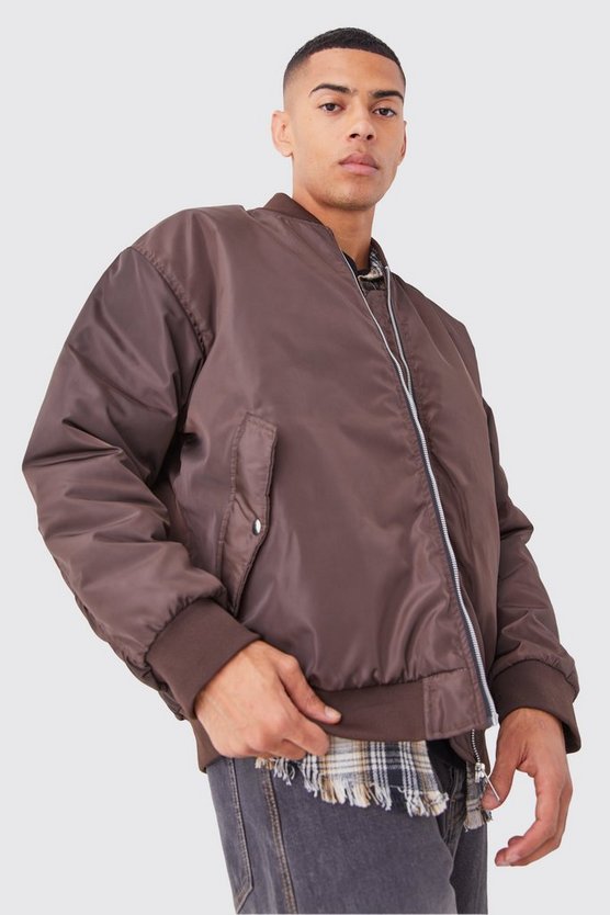 Oversize Nylon-Bomberjacke mit gerafften Ärmeln