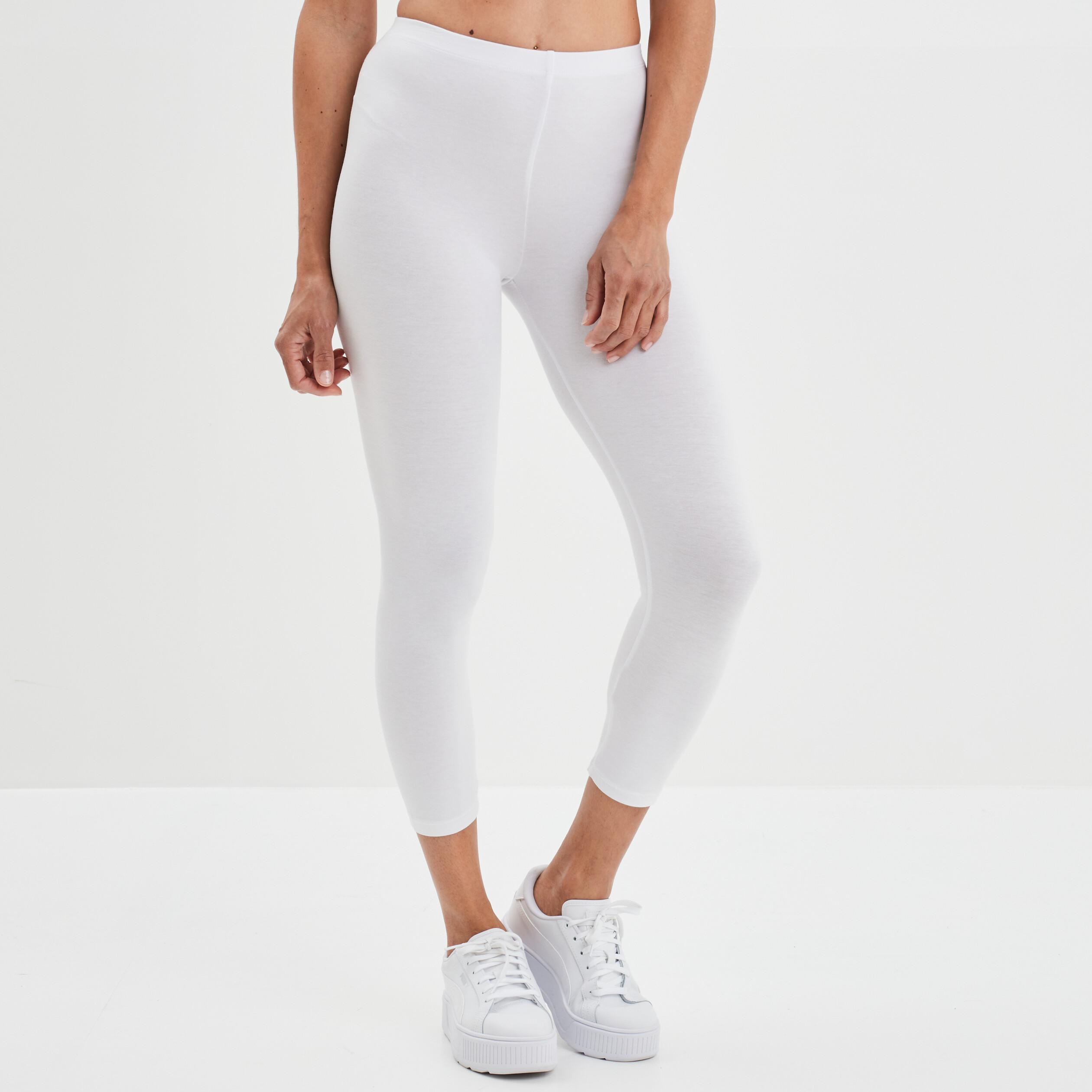 Legging élastiqué 7 8ème blanc femme | La Halle