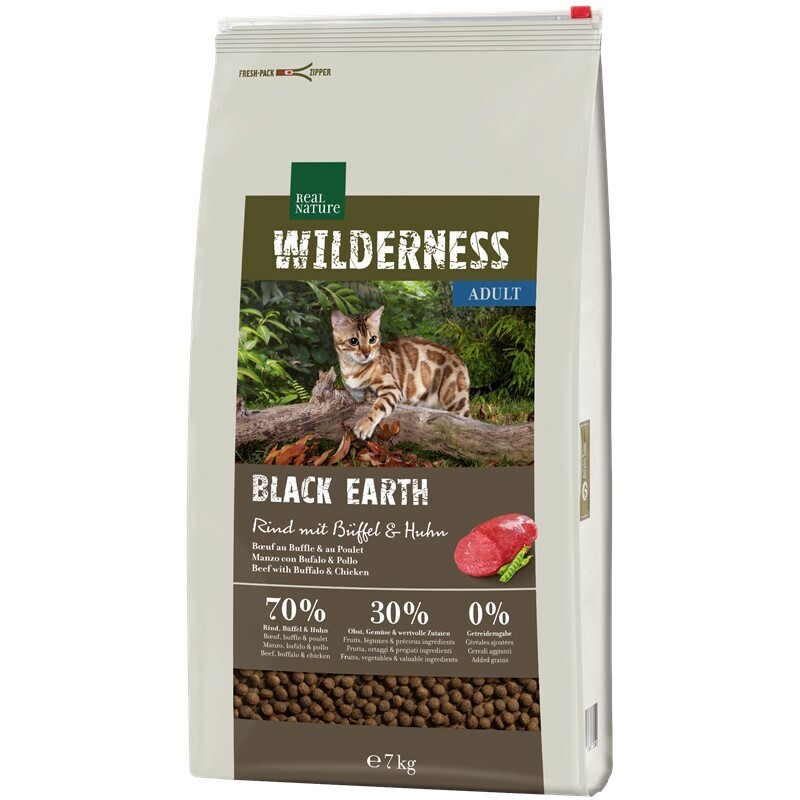 REAL NATURE Trockenfutter REAL NATURE WILDERNESS Black Earth Adult Rind, Büffel & Huhn 7 kg
