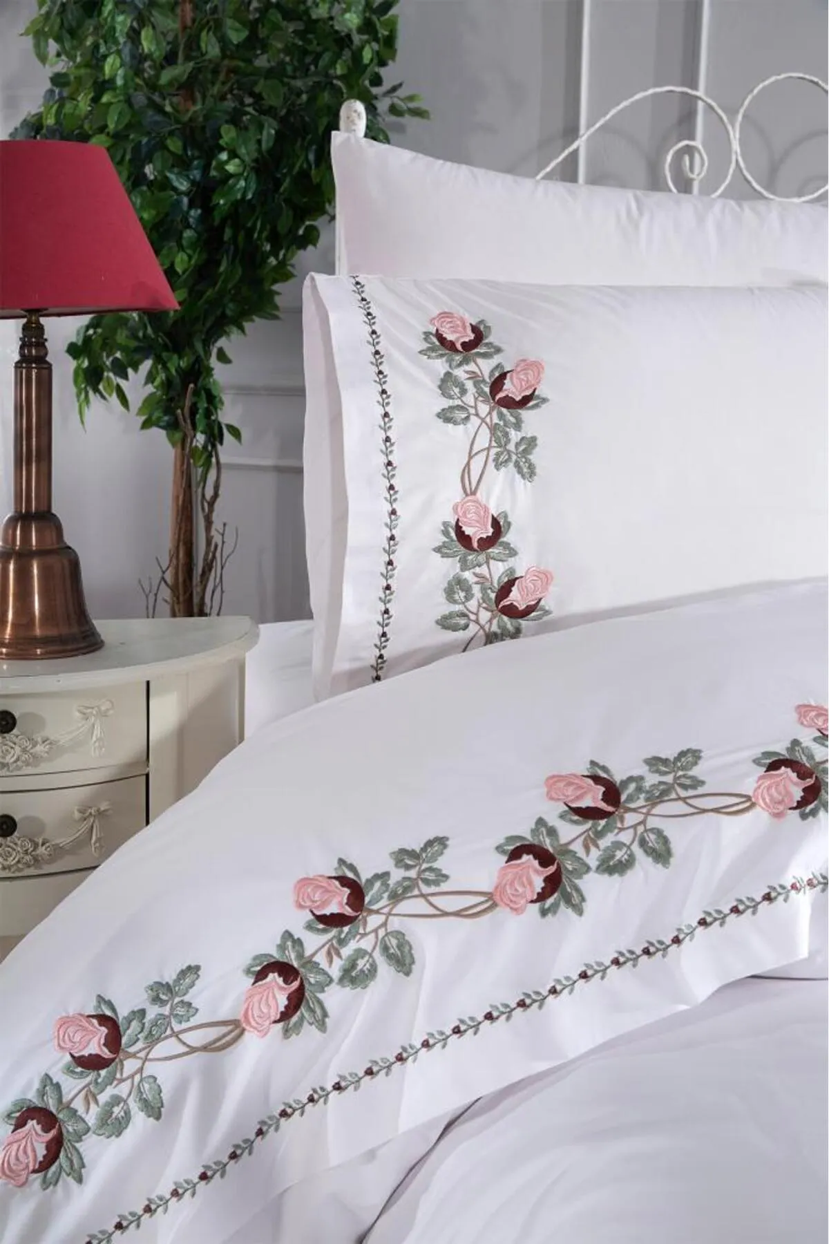 Çeyiz Diyarı  Bettwäsche Doppelbett - Beige - Gestreift