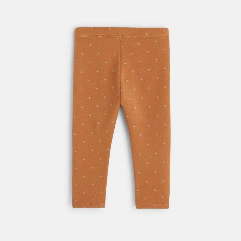 Legging molleton bio imprimé pois marron bébé fille