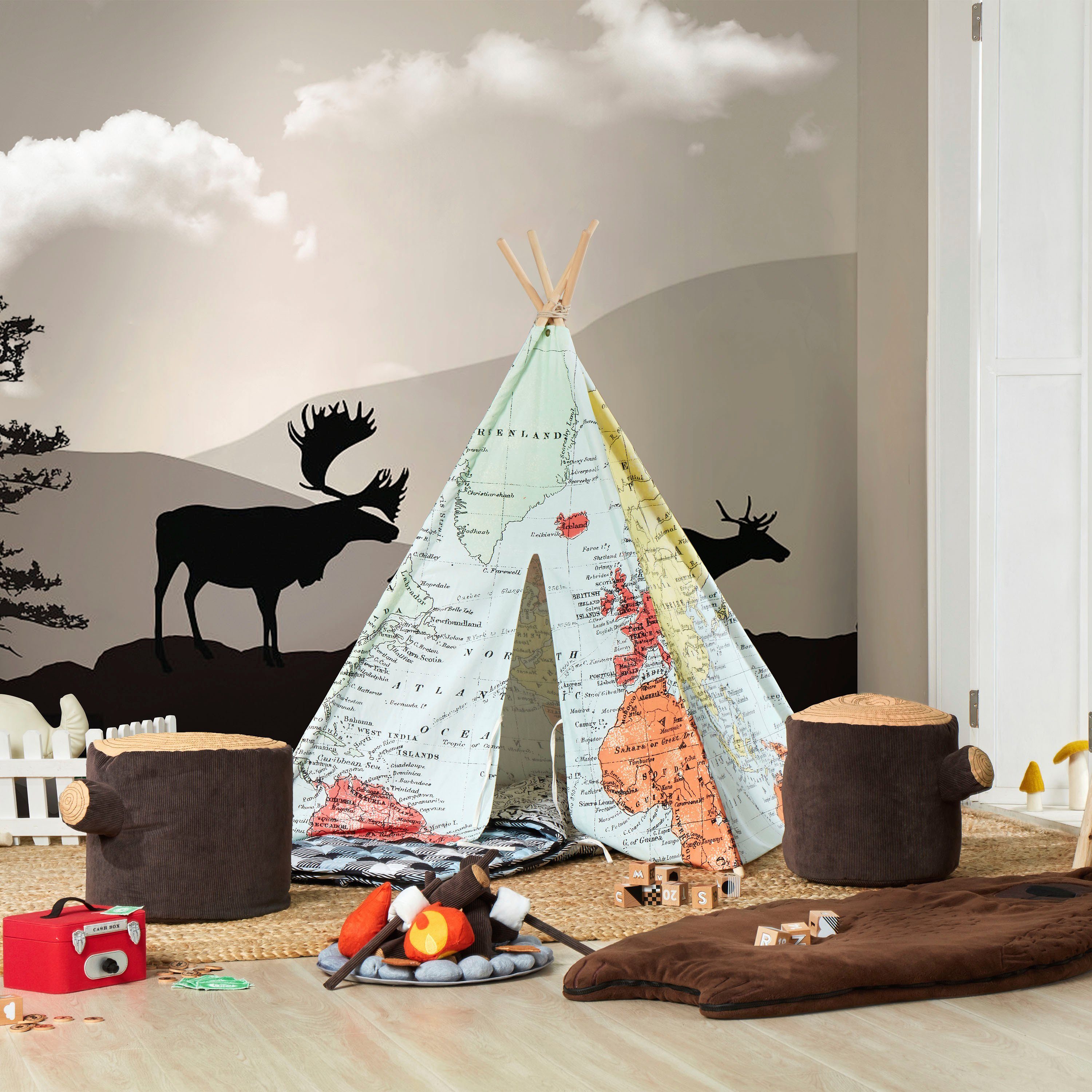 Sunny Tipi-Zelt Weltkarte