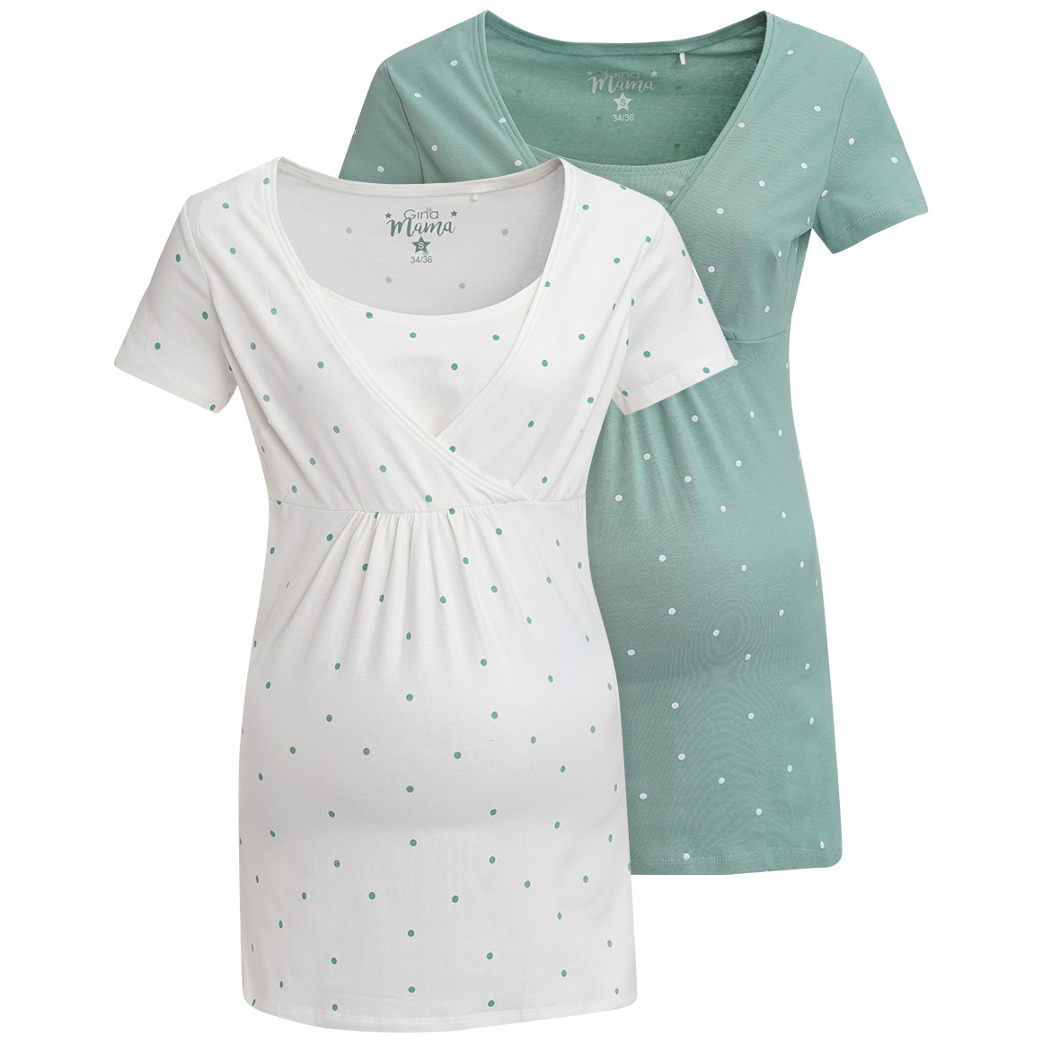 2 Damen Umstands-T-Shirts mit Stillfunktion