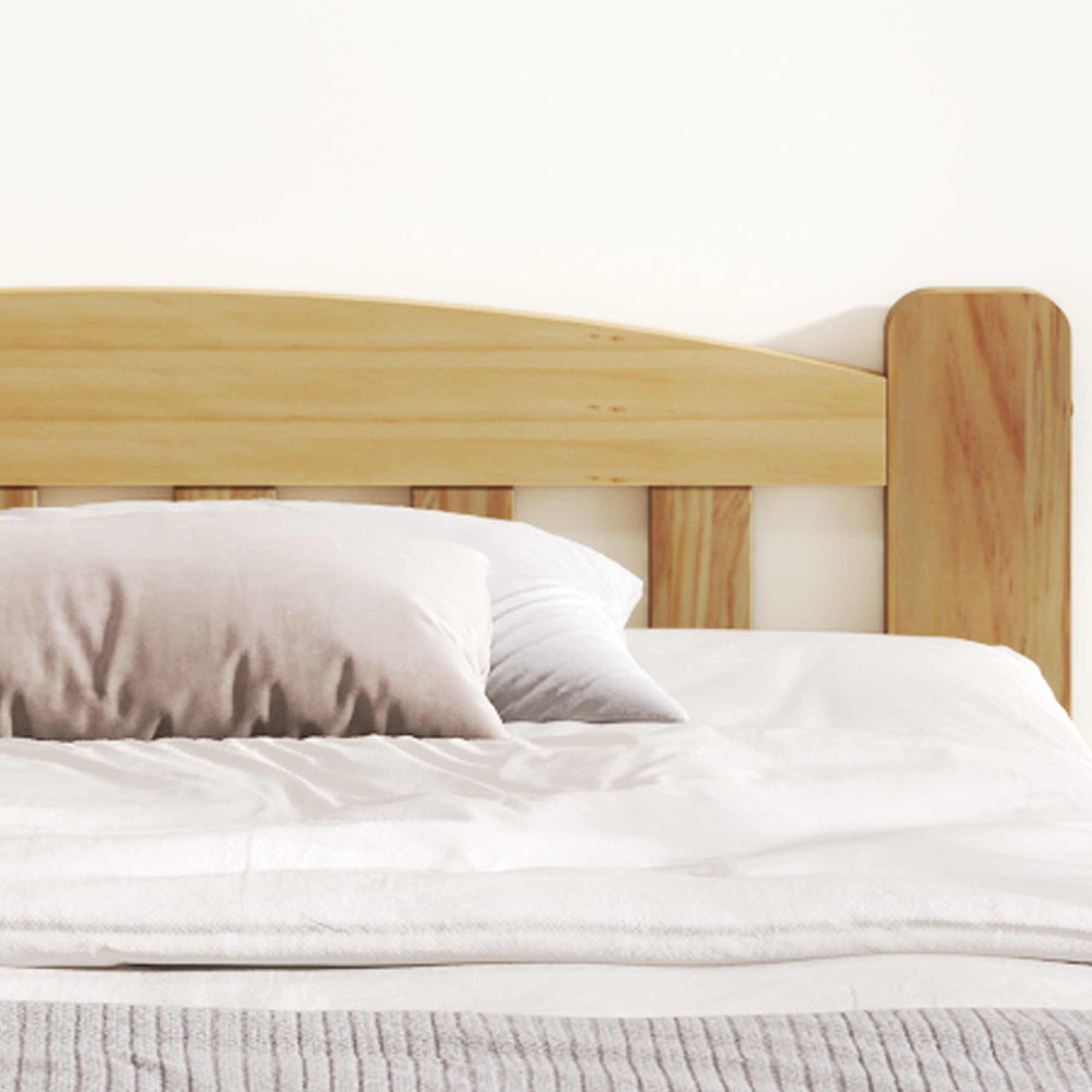 REDOM Massivholzbett Futonbett, Doppelbett Funktionsbett, Gästebett Holzbett (mit Kopfteil und Lattenroste, Jugendbett, Erwachsenenbet 90x200 cm, Massivholz Natur Bett), ohne Matratze