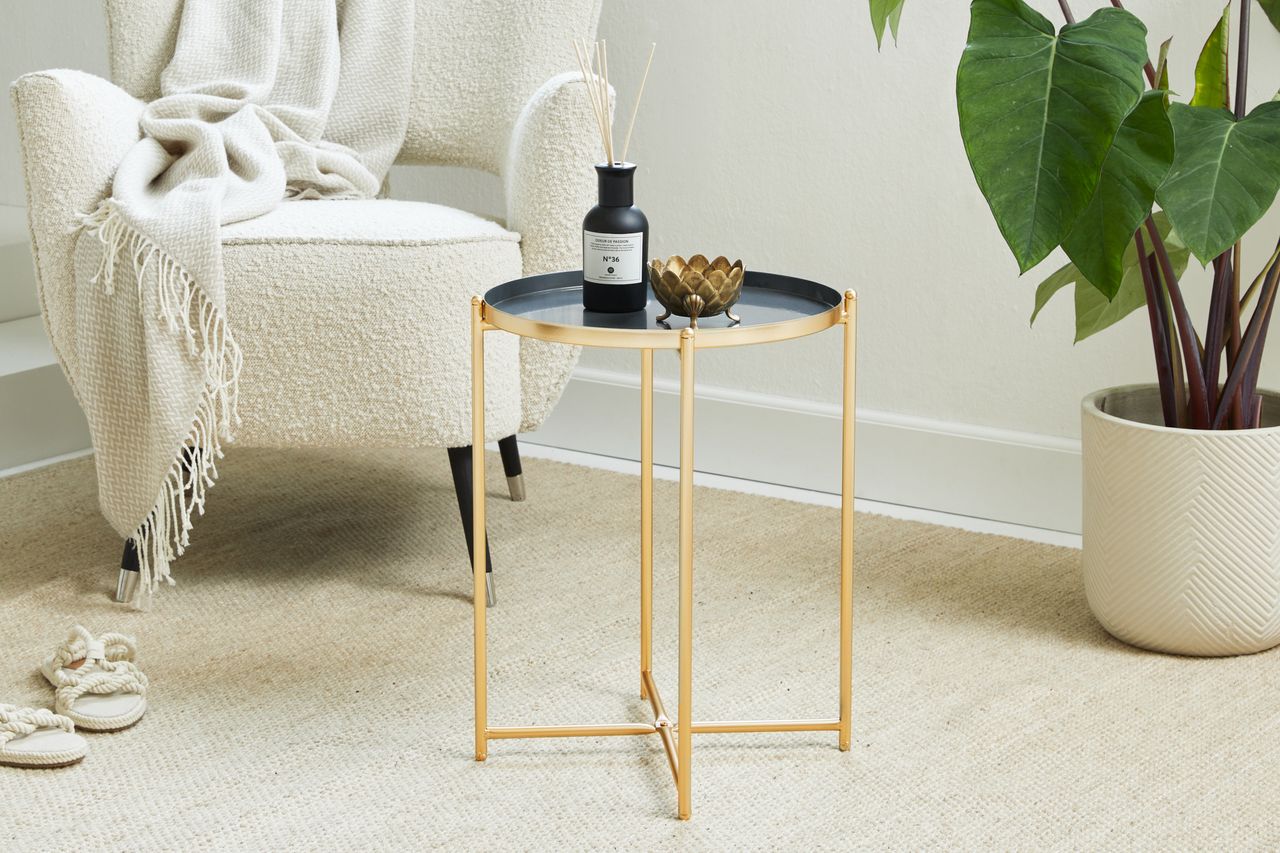 Lifa Living Beistelltisch Ella - Grau/Gold