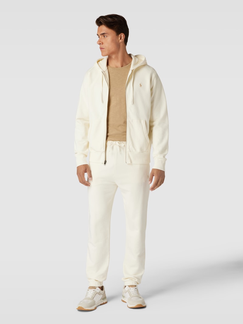 Sweatjacke mit Label-Stitching in sand