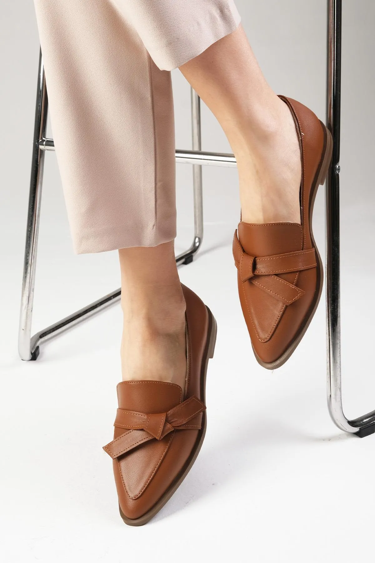 Mio Gusto  Ezra Damen-Loafer aus echtem Nerzleder, flache Schuhe für den Alltag