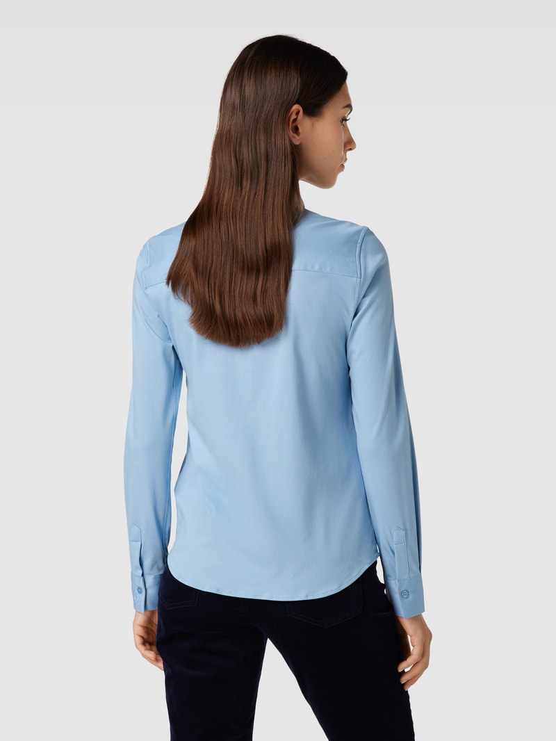 Hemdbluse im unifarbenen Design Modell 'Tina' in blau