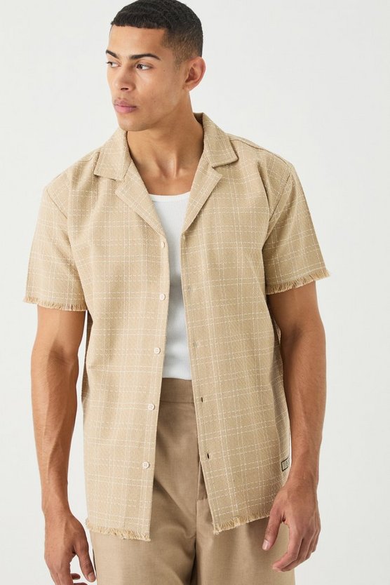 Oversize Bouclee-Hemd mit rohem Saum