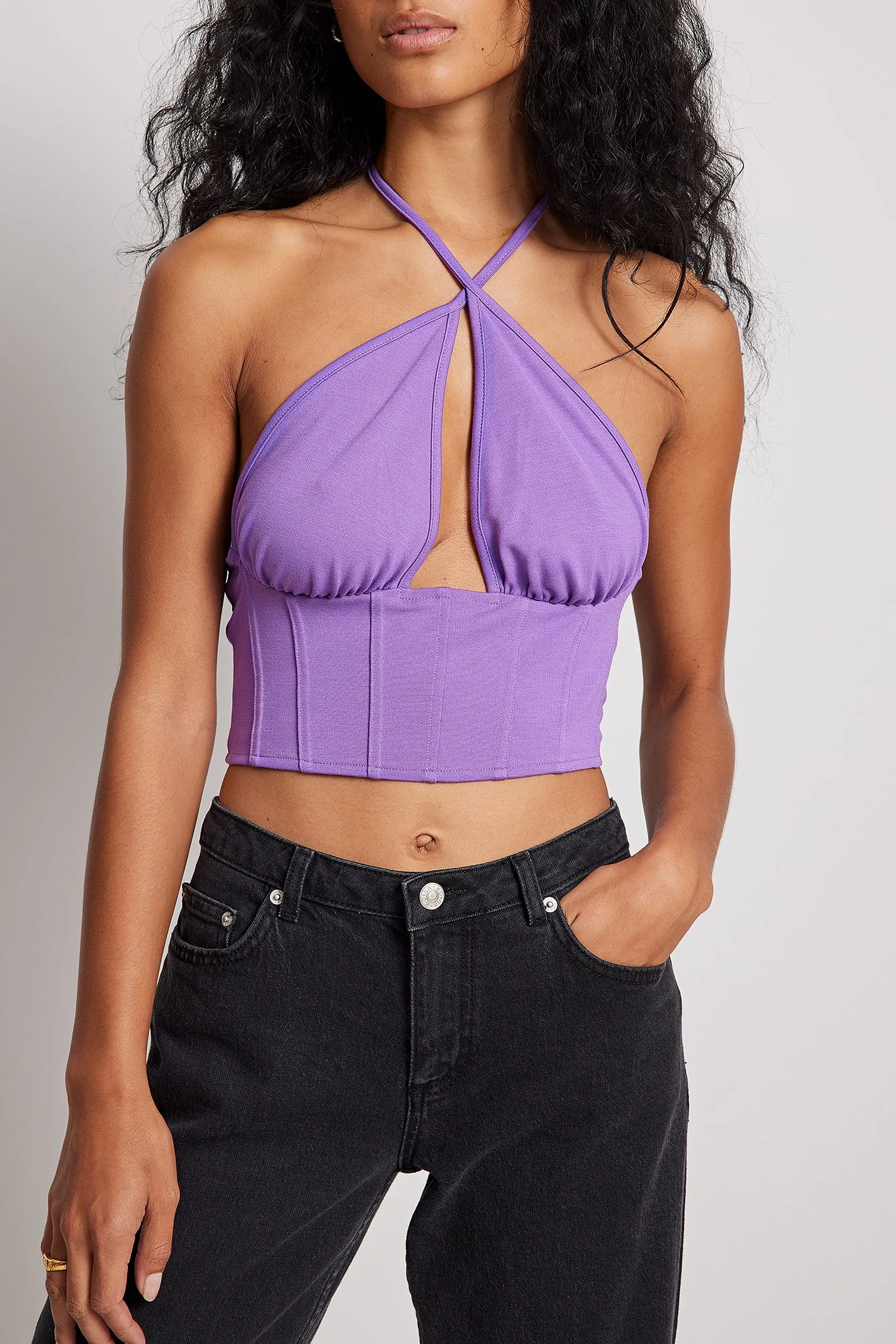 Neckholder-Top mit Korsett-Detail