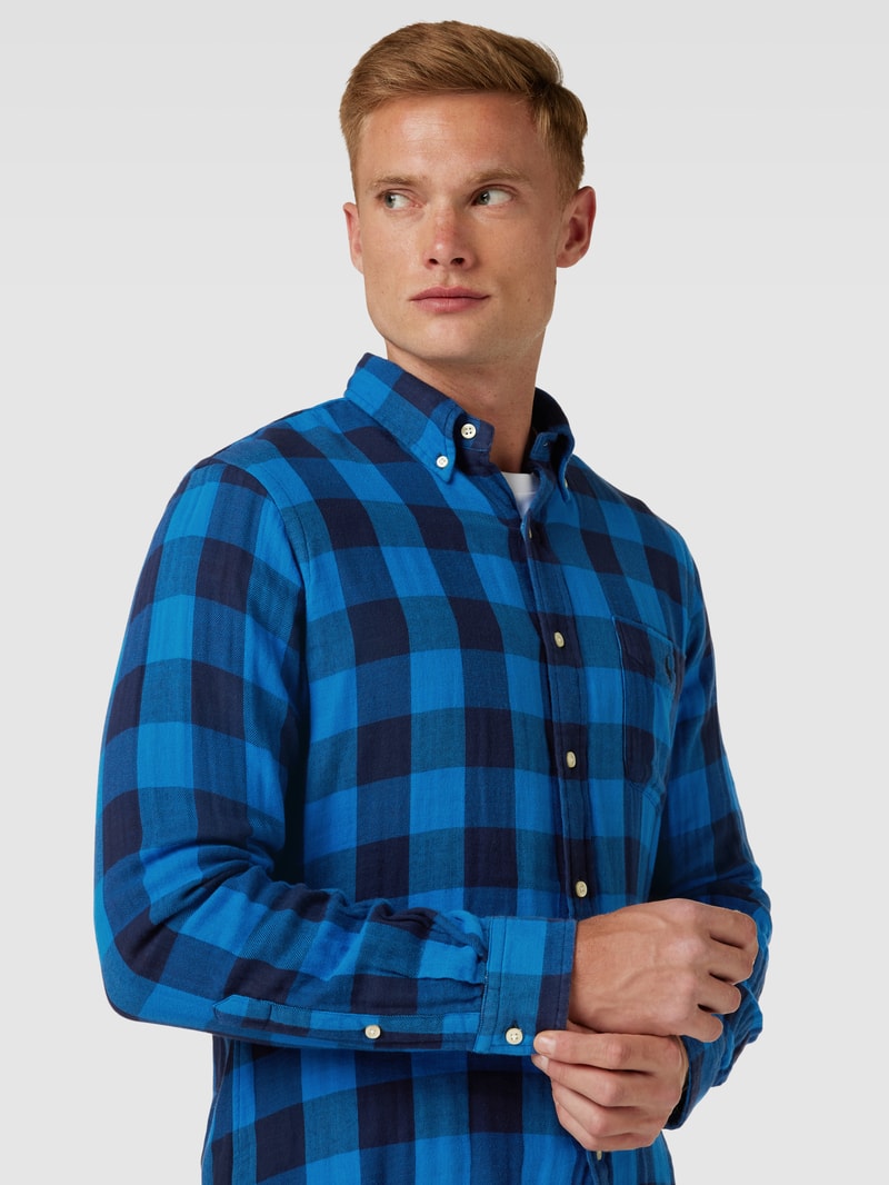 Custom Fit Freizeithemd mit Tartan-Karo in royalblau