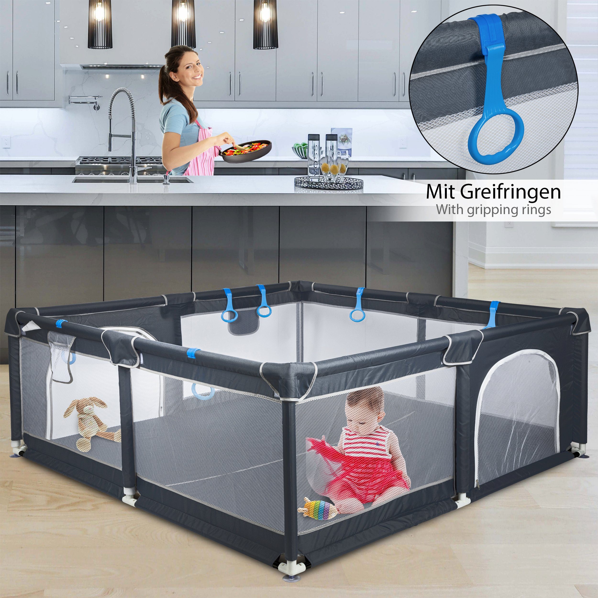 ONVAYA Laufgitter Laufgitter, Laufstall für Babys, Schutzgitter für Kinder