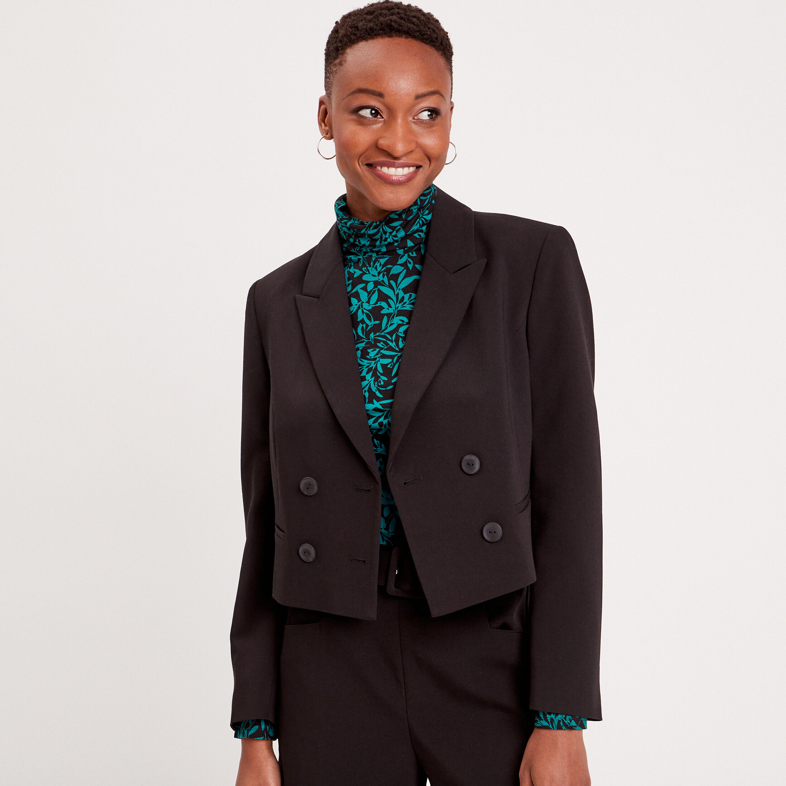Veste blazer courte droite noir femme | Cache Cache