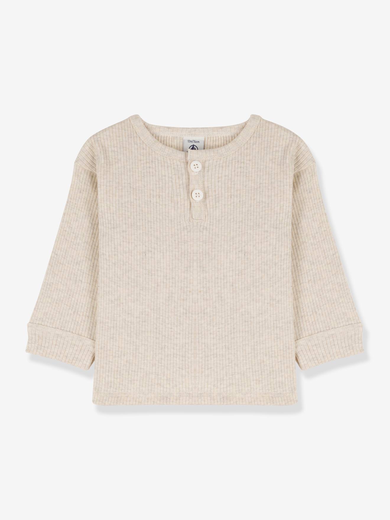 T-shirt manches longues bébé en coton bio PETIT BATEAU gris