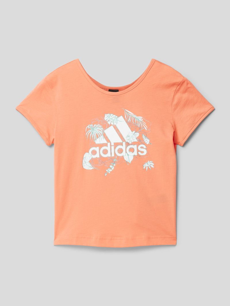 T-Shirt mit Label-Print in apricot