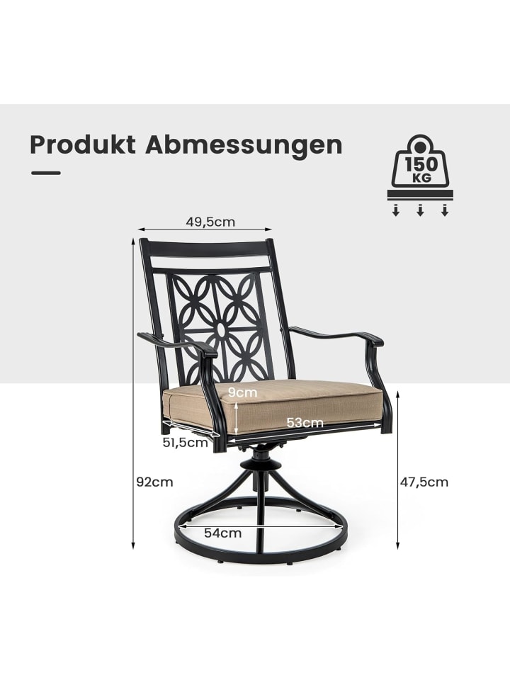 COSTWAY Gartenstühle 2er Set in Khaki günstig kaufen onesize